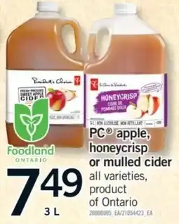 Fortinos PC apple, honeycrisp or mulled cider offer