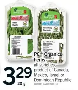Fortinos PC Organics herbs offer
