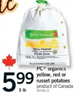 Fortinos pc organics yellow, red or russet potatoes offer
