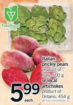 Fortinos Foodland Italian prickly pears artichokes offer