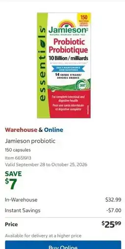 Costco Jamieson probiotic offer
