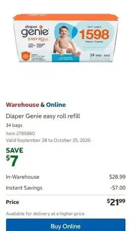 Costco Diaper Genie easy roll refill offer