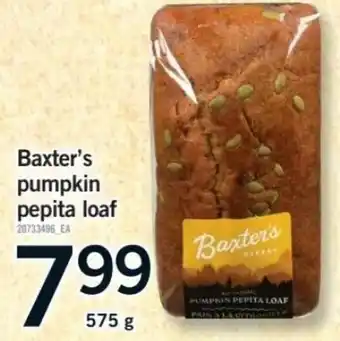 Fortinos Baxter's pumpkin pepita loaf offer