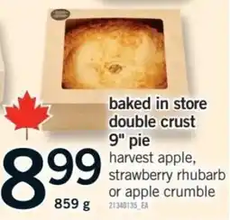 Fortinos baked in store double crust 9" pie offer