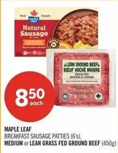 Shoppers Drug Mart Maple Leaf breakfast sausage patties offer