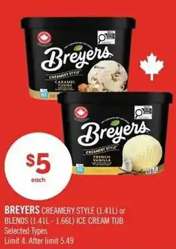 Shoppers Drug Mart Breyers creamery style ice cream tub offer