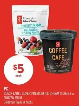 Shoppers Drug Mart PC black label super premium ice cream or frozen fruit offer