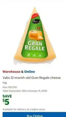 Costco Valio 12-month-old Gran Regale cheese offer