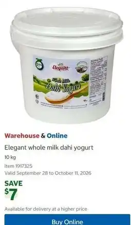 Costco Elegant whole milk dahi yogurt offer