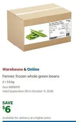 Costco Fennec frozen whole green beans offer