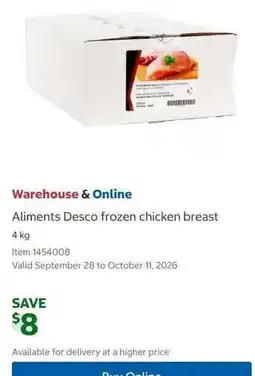 Costco Aliments Desco frozen chicken breast offer