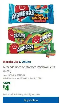 Costco Airheads bites or Xtremes rainbow belts offer