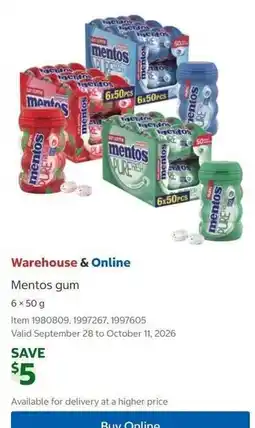 Costco Mentos gum offer
