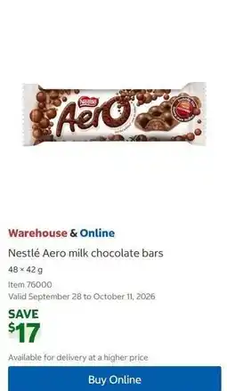 Costco Nestlé Aero milk chocolate bars offer