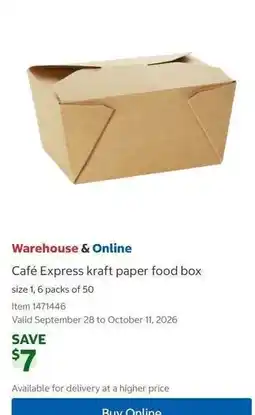 Costco Cafe Express kraft paper food box offer