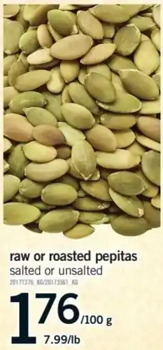 Fortinos raw or roasted pepitas offer