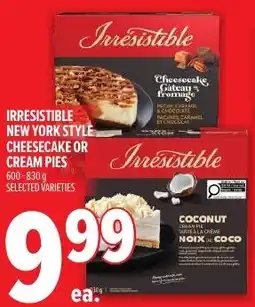 Metro Irresistible new york style cheesecake or cream pies offer
