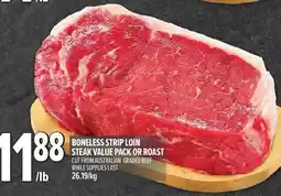 Metro Boneless strip loin steak value pack or roast offer
