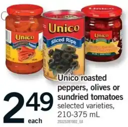 Fortinos Unico roasted peppers, olives or sundried tomatoes offer