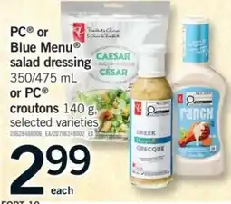 Fortinos PC or Blue Menu salad dressing offer