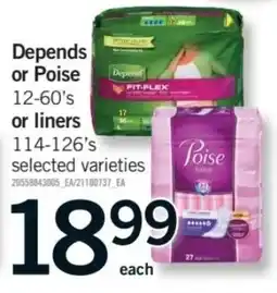 Fortinos Depends or Poise liners offer