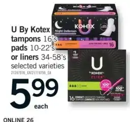 Fortinos U by Kotex tampons offer