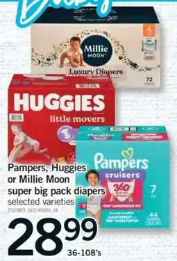 Fortinos Pampers, Huggies or Millie Moon super big pack diapers offer