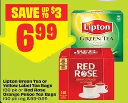 FreshCo Lipton Green Tea or Yellow Label Tea Bags or Red Rose Orange Pekoe Tea Bags offer