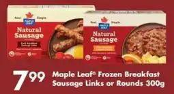 Fortinos Maple Leaf frozen breakfast sausage links or rounds offer