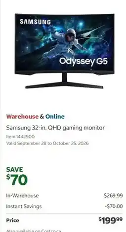 Costco Samsung 32-in. QHD gaming monitor offer