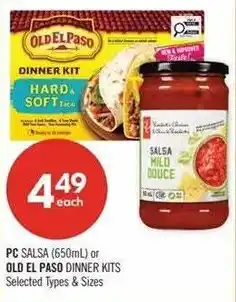 Shoppers Drug Mart PC salsa or old el paso dinner kits offer