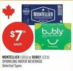 Shoppers Drug Mart Montellier or Bubly sparkling water beverage offer