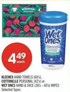 Shoppers Drug Mart kleenex hand towels or wet ones hand & face wipes offer