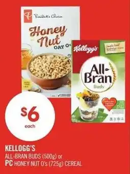 Shoppers Drug Mart Kellogg's all-bran buds or pc honey nut oats cereal offer
