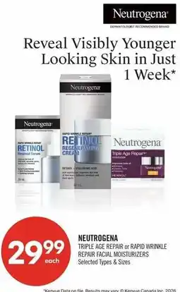 Shoppers Drug Mart Neutrogena triple age repair or rapid wrinkle repair facial moisturizers offer