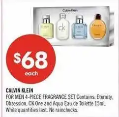 Shoppers Drug Mart Calvin Klein for men 4-piece fragrance set offer