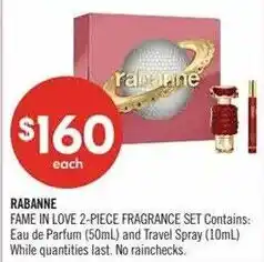Shoppers Drug Mart Rabanne Fame in Love 2-piece fragrance set offer
