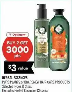 Shoppers Drug Mart Herbal Essences pure plants or bio.renew hair care products offer