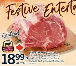 Fortinos Certified Angus Beef prime rib roast cap off offer