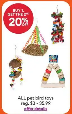 Petsmart ALL pet bird toys offer