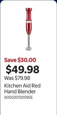 Walmart Kitchen Aid Red Hand Blender offer