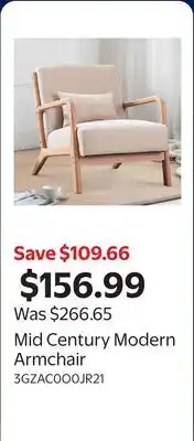 Walmart Mid Century Modern Armchair offer