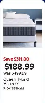 Walmart Queen Hybrid Mattress offer