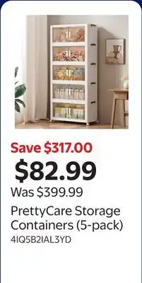Walmart PrettyCare Storage Containers (5-pack) offer