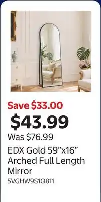Walmart EDX Gold 59x16 Arched Full Length Mirror offer