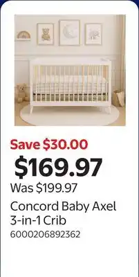 Walmart Concord Baby Axel 3-in-1 Crib offer