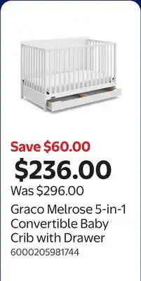 Walmart Graco Melrose 5-in-1 Convertible Baby Crib with Drawer offer