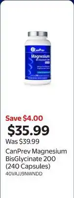 Walmart CanPrev Magnesium BisGlycinate 200 (240 Capsules) offer