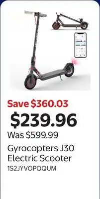 Walmart Gyrocopters J30 Electric Scooter offer