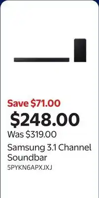 Walmart Samsung 3.1 Channel Soundbar offer